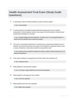 Health Assessment Final Exam (Study Guide Questions)