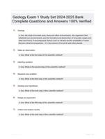 Geology Exam 1 Study Set 2024-2025 Bank Complete Questions and Answers 100% Verified