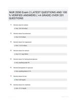 NUR 2050 Exam 2 LATEST QUESTIONS AND 100 % VERIFIED ANSWERS ( +A GRADE) OVER 201 QUESTIONS