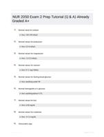 NUR 2050 Exam 2 Prep Tutorial (Q & A) Already Graded A+