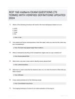 RCP 160 midterm EXAM QUESTIONS (70 TERMS) WITH VERIFIED DEFINITIONS UPDATED 2024