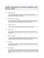 Health Assessment Final Exam Questions And Answers 2024