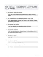 NUR 170 Exam 2 1 QUESTIONS AND ANSWERS FULLY SOLVED
