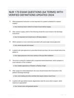 NUR 170  EXAM QUESTIONS (64 TERMS) WITH VERIFIED DEFINITIONS UPDATED 2024