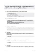SECURITY GUARD Exam All Possible Questions and Answers with complete solution