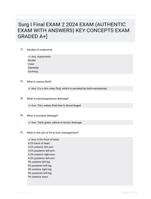 Surg I Final EXAM 2 2024 EXAM (AUTHENTIC EXAM WITH ANSWERS) KEY CONCEPTS EXAM GRADED A+]