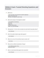 Midterm Exam- Funeral Directing Questions and Answers
