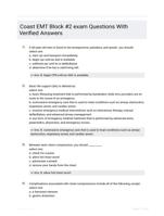 Coast EMT Block #2 exam Questions With Verified  Answers