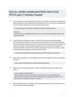 SOCIAL WORK ASWB MASTERS PRACTICE TESTS part 2 Already Passed