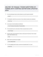 ASU BIO 181 Module 7 EXAM QUESTIONS (31 TERMS) WITH VERIFIED DEFINITIONS UPDATED 2024