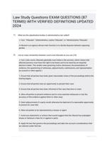 Law Study Questions EXAM QUESTIONS (87 TERMS) WITH VERIFIED DEFINITIONS UPDATED 2024