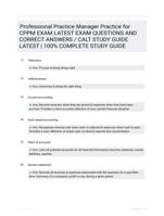 Professional Practice Manager Practice for CPPM EXAM LATEST EXAM QUESTIONS  AND CORRECT ANSWERS / CALT STUDY  GUIDE LATEST  | 100% COMPLETE  STUDY GUIDE