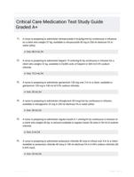 Critical Care Medication Test Study Guide Graded A+