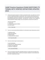 AANP Practice Questions EXAM QUESTIONS (75 TERMS) WITH VERIFIED DEFINITIONS UPDATED 2024