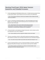 Nursing Final Exam 2024 latest Version Questions and Detailed Answers