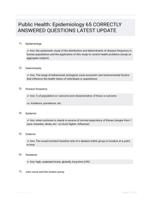 Public Health: Epidemiology 65 CORRECTLY ANSWERED QUESTIONS LATEST UPDATE