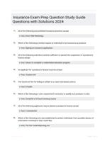 Insurance Exam Prep Question Study Guide Questions with Solutions 2024