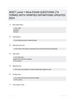 WSET Level 1 Wine EXAM QUESTIONS (74 TERMS) WITH VERIFIED DEFINITIONS UPDATED 2024