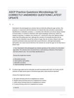 ASCP Practice Questions Microbiology 52 CORRECTLY ANSWERED QUESTIONS LATEST UPDATE