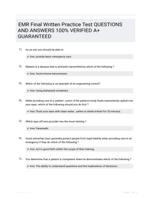 EMR Final Written Practice Test QUESTIONS AND ANSWERS 100% VERIFIED A+ GUARANTEED