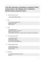 UCF Microbiology Lab Midterm Updated EXAM QUESTIONS (145 TERMS) WITH VERIFIED DEFINITIONS UPDATED 2024