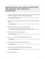 Agronomy Written Test Questions QUESTIONS AND ANSWERS 100% VERIFIED A+ GUARANTEED
