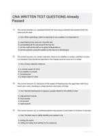 CNA WRITTEN TEST QUESTIONS Already Passed