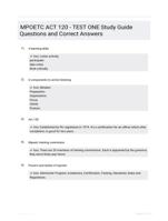 MPOETC ACT 120 - TEST ONE Study Guide Questions and Correct Answers
