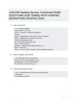 AGACNP Barkley Review: Combined EXAM QUESTIONS (628 TERMS) WITH VERIFIED DEFINITIONS UPDATED 2024