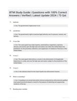 BTM Study Guide | Questions with 100% Correct Answers | Verified | Latest Update 2024 | 73 Qst