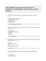 Ship Stability Coast Guard Questions 67 CORRECTLY ANSWERED QUESTIONS LATEST UPDATE