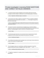 Private Investigator Licensing EXAM QUESTIONS AND CORRECT  DETAILED ANSWERS