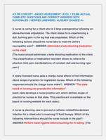 ATI RN CONCEPT BASED ASSESSMENT LEVEL 1 EXAM |ACTUAL  COMPLETE QUESTIONS AND CORRECT ANSWERS WITH  RATIONALES