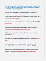 FLORIDA PHARMACY LAW EXAM 2024/2025 NEWEST !!! COMPLETE  ACTUAL EXAM QUESTIONS AND CORRECT ANSWERS