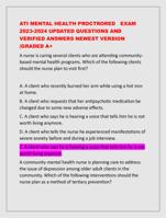 ATI MENTAL HEALTH PROCTRORED EXAM 2023-2024 UPDATED QUESTIONS AND  VERIFIED ANSWERS NEWEST VERSION  |GRADED A+