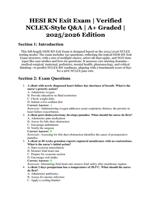 HESI RN Exit Exam | Verified NCLEX-Style Questions and Answers | A+ Graded | 2025/2026 Edition