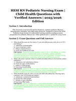 HESI RN Pediatric Nursing Exam | Child Health Questions with Verified Answers | 2025/2026 Edition