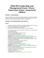 HESI RN Leadership and Management Exam | Nurse Supervisor Exam | Verified Questions and Correct Answers | 2025/2026 Edition
