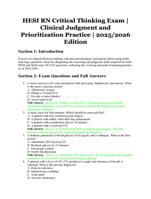HESI RN Critical Thinking Exam | Clinical Judgment and Prioritization Practice | Verified Q&A | 2025/2026 Edition