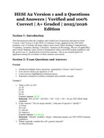 HESI A2 Version 1 and 2 Questions and Answers | Verified and 100% Correct | A+ Graded | 2025/2026 Edition