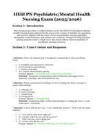 HESI PN Psychiatric/Mental Health Nursing Exam | Verified Questions and Correct Answers | 2025/2026 Edition