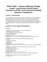 WGU D487 – Secure Software Design Exam | 2025/2026 Actual Exam (Version A & B) | 100% Correct Verified Answers | Graded A+