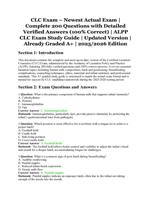 CLC Exam  Newest Actual Exam | 200 Verified Questions with Detailed Correct Answers | ALPP CLC Study Guide | A+ Graded