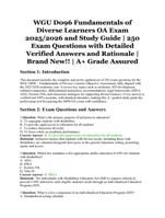 WGU D096 Fundamentals of Diverse Learners OA Exam and Study Guide | 250 Verified Q&A and Rationale