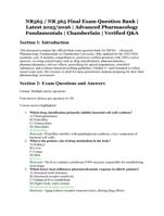 NR565 / NR 565 Final Exam Question Bank | Advanced Pharmacology Fundamentals | Chamberlain University | Verified Q&A