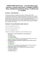 NBME CBSE Real Exam – Complete USMLE Step 1 Medical Exam Prep | 200 Verified Questions and Answers | A+ Graded