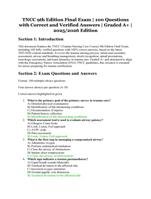 TNCC 9th Edition Final Exam | 100 Verified Questions and Correct Answers | A+ Graded | 2025/2026 Edition