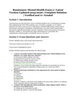 Rasmussen: Mental Health Exam 2 | Complete Solution | Verified and A+ Graded | Latest 2025/2026 Version