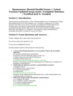 Rasmussen: Mental Health Exam 1 | Complete Solution | Verified and A+ Graded | Latest 2025/2026 Version