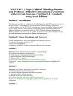 WGU EKO1 / D256 – Critical Thinking: Reason and Evidence – Objective Assessment – Verified Questions with Correct Answers